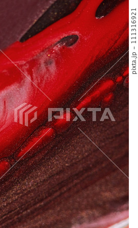 Liquid paint background shimmering drip brown red 111316921
