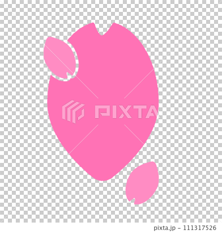 Cute cherry blossom petal-shaped silhouette icon - Spring flowers, graduation entrance exams, Japanese image material 111317526