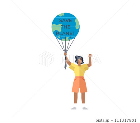 Eco activism vector illustration. Climate change bows to strength eco activism, force refuses to surrender to global warming The eco activism concept is quilt, stitching together patches international 111317901