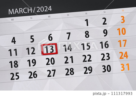 Calendar 2024, deadline, day, month, page, organizer, date, March, wednesday, number 13 Calendar 2024, deadline, day, month, page, organizer, date, March, wednesday, number 13 111317993