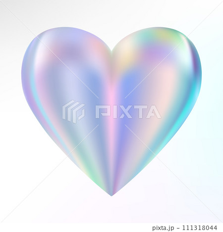 Holographic mother-of-pearl heart. Opal heart shape. Magic love talisman. 111318044