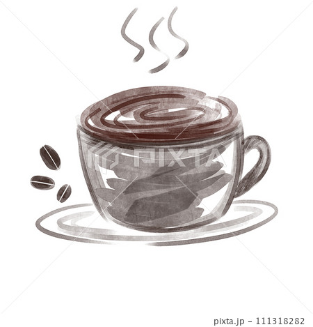 シンプルな水彩手描き風 ホットコーヒー &ソーサー シンプルな水彩手描き風 ホットコーヒー &ソーサー 111318282