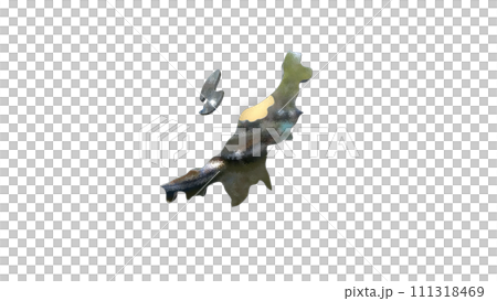 [アルファチャンネル]新潟の地形を強調する新潟県の3D透視投影図形 111318469