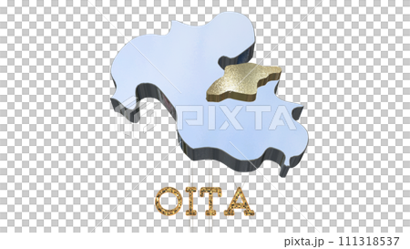 [Alpha Channel] 3D perspective projection of Oita Prefecture that emphasizes the topography of Oita 111318537