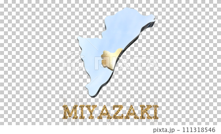 [アルファチャンネル]宮崎の地形を強調する宮崎県の3D透視投影図形 111318546