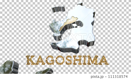 [Alpha Channel] 3D perspective projection of Kagoshima Prefecture that emphasizes the topography of Kagoshima 111318574