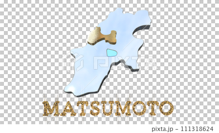 [アルファチャンネル]松本の地形を強調する長野県の3D透視投影図形 111318624