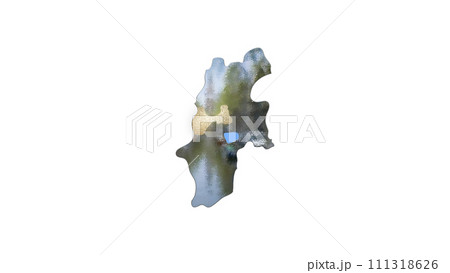 [アルファチャンネル]松本の地形を強調する長野県の3D平衡投影図形 111318626