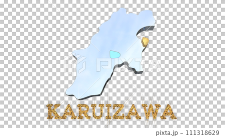 [Alpha Channel] 3D perspective projection of Nagano Prefecture highlighting the topography of Karuizawa 111318629