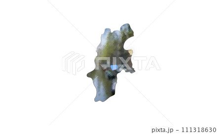 [アルファチャンネル]軽井沢の地形を強調する長野県の3D平衡投影図形 111318630