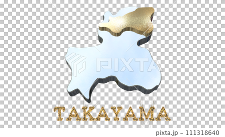 [アルファチャンネル]高山の地形を強調する岐阜県の3D透視投影図形 111318640
