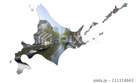 [アルファチャンネル]富良野の地形を強調する北海道の3D平衡投影図形 111318663