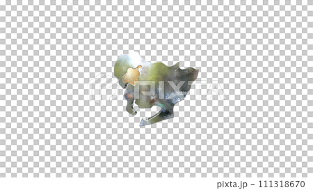 [Alpha Channel] 3D perspective projection of Aichi Prefecture highlighting the topography of Nagoya 111318670