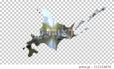 [Alpha通道]強調旭川地形的北海道3D透視投影 111318676
