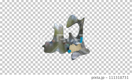 [アルファチャンネル]十和田の地形を強調する青森県の3D透視投影図形 111318731