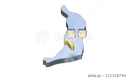 [アルファチャンネル]堺の地形を強調する大阪府の3D平衡投影図形 111318749