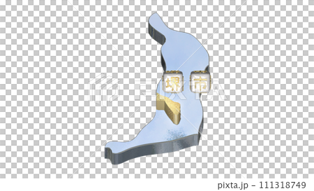 [アルファチャンネル]堺の地形を強調する大阪府の3D平衡投影図形 111318749