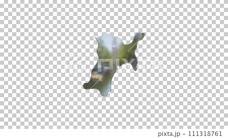 [アルファチャンネル]蔵王の地形を強調する宮城県の3D平衡投影図形 111318761