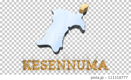 [Alpha Channel] 3D perspective projection of Miyagi Prefecture highlighting the topography of Kesennuma 111318777