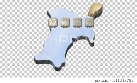 [アルファチャンネル]気仙沼の地形を強調する宮城県の3D平衡投影図形 111318783