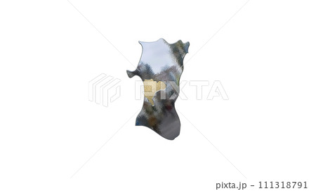 [アルファチャンネル]秋田の地形を強調する秋田県の3D平衡投影図形 111318791