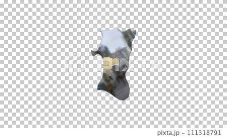 [アルファチャンネル]秋田の地形を強調する秋田県の3D平衡投影図形 111318791