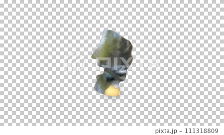[アルファチャンネル]米沢の地形を強調する山形県の3D平衡投影図形 111318809