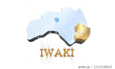 [アルファチャンネル]いわきの地形を強調する福島県の3D透視投影図形 111318825