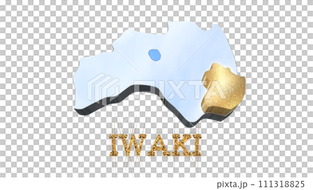 [アルファチャンネル]いわきの地形を強調する福島県の3D透視投影図形 111318825