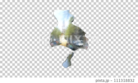 [アルファチャンネル]姫路の地形を強調する兵庫県の3D透視投影図形 111318832