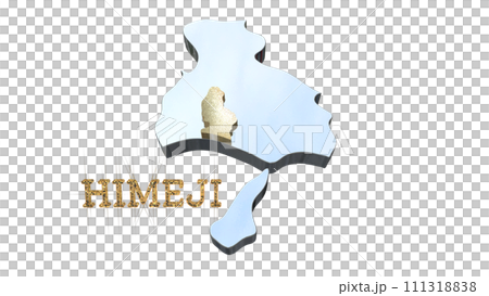 [アルファチャンネル]姫路の地形を強調する兵庫県の3D透視投影図形 111318838