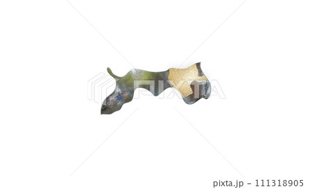 [アルファチャンネル]鳥取の地形を強調する鳥取県の3D平衡投影図形 111318905