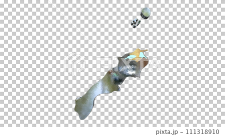 [Alpha Channel] 3D perspective projection of Shimane Prefecture that emphasizes the topography of Matsue 111318910