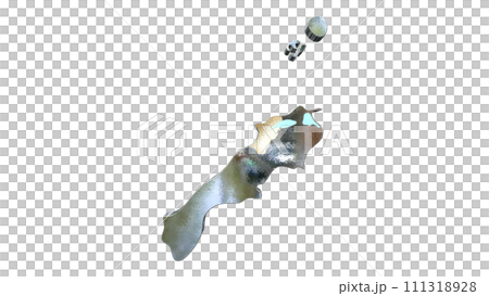 [Alpha Channel] 3D perspective projection figure of Shimane Prefecture that emphasizes the topography of Izumo 111318928