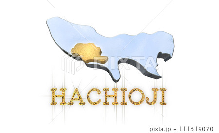 [アルファチャンネル]八王子の地形を強調する東京都の3D透視投影図形 111319070