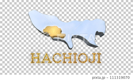 [アルファチャンネル]八王子の地形を強調する東京都の3D透視投影図形 111319070