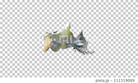 [アルファチャンネル]下関の地形を強調する山口県の3D透視投影図形 111319089