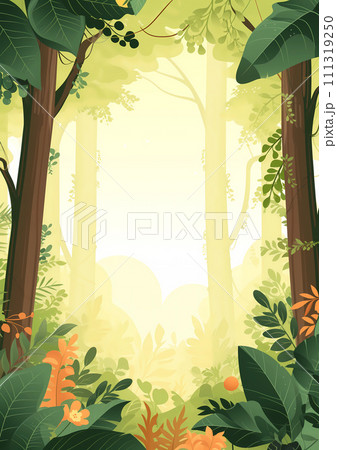 AI-generated content. Colorful Forest Vertical Illustration with Copy Space 111319250