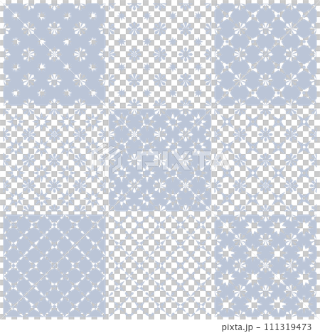 Set of Seamless Geometric Floral Patterns. Vector Art. 111319473