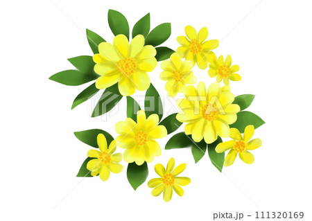 百日草、ジニア、細葉百日草の花のカード5 111320169