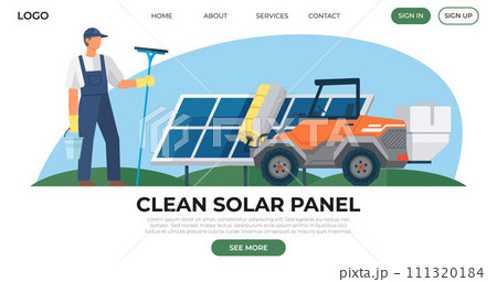 Solar panel vector illustration. Solar power stations harness suns energy to generate electricity Alternative energy sources, such as solar cells, provide cleaner and more sustainable option 111320184