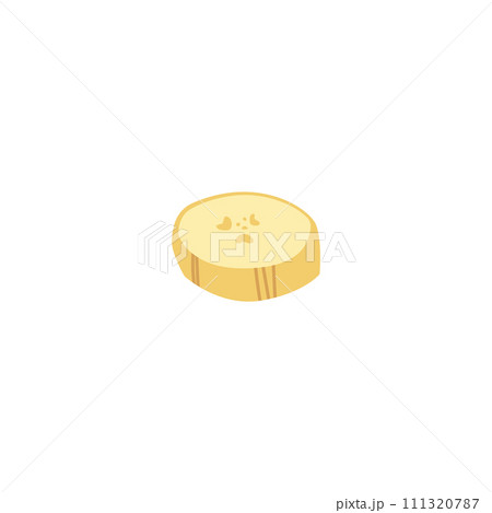 Fresh banana slice icon, natural food, vector cartoon tropical fruit isolated, healthy sweets for snacking or decoration 111320787