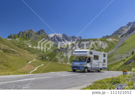 Vanlife, Route des Grandes Alpes near Col du Galibier, Hautes-Alpes, France Vanlife, Route des Grandes Alpes near Col du Galibier, Hautes-Alpes, France 111321052