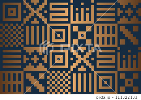 Seamless vector ethnic geometric golden pixel pattern. Abstract mexican background with gold bronze texture. Copper graphic print. Repeating folk sacral grid. Aztec native luxury wrapping paper Seamless vector ethnic geometric golden pixel pattern. Abstract mexican background with gold bronze texture. Copper graphic print. Repeating folk sacral grid. Aztec native luxury wrapping paper 111322133