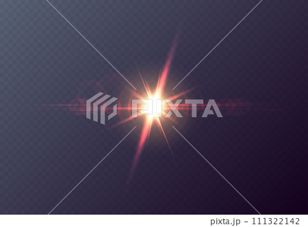 Vector red front sun lens flare transparent special light effect. Abstract in motion flare blur glow glare. Isolated transparent background design element. Star flash with rays and spotlight Vector red front sun lens flare transparent special light effect. Abstract in motion flare blur glow glare. Isolated transparent background design element. Star flash with rays and spotlight 111322142