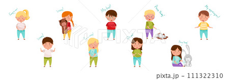 Upset Kid Feel Guilty and Sorry Expressing Regret Vector Set Upset Kid Feel Guilty and Sorry Expressing Regret Vector Set 111322310
