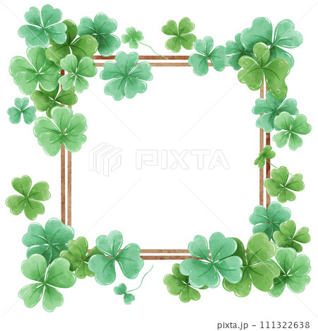 Handdrawn watercolor illustration clipart of Clover Frames Wreaths with Flowers St'Patricks Day birthday Floral arrangements greeting cards wedding invitation Party Irish 111322638