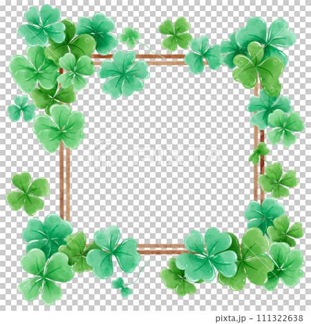 Handdrawn watercolor illustration clipart of Clover Frames Wreaths with Flowers St'Patricks Day birthday Floral arrangements greeting cards wedding invitation Party Irish 111322638