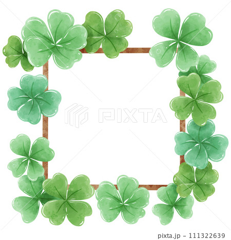Handdrawn watercolor illustration clipart of Clover Frames Wreaths with Flowers St'Patricks Day birthday Floral arrangements greeting cards wedding invitation Party Irish 111322639
