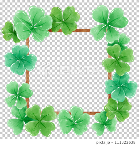 Handdrawn watercolor illustration clipart of Clover Frames Wreaths with Flowers St'Patricks Day birthday Floral arrangements greeting cards wedding invitation Party Irish 111322639